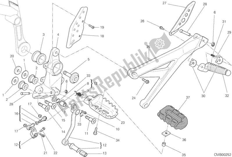 Toutes les pièces pour le Repose-pieds, Gauche du Ducati Hypermotard 1100 EVO 2012